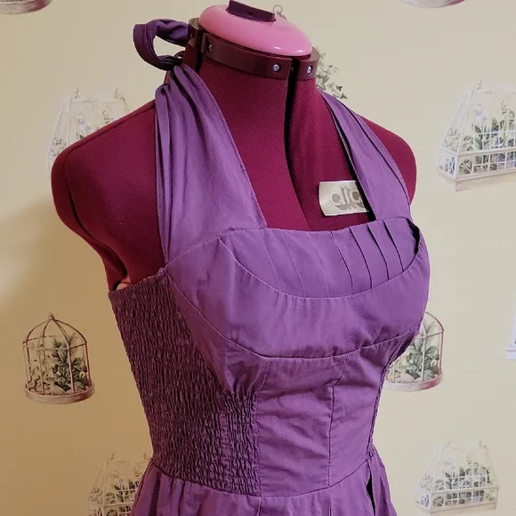 Unique Vintage Purple Halter Midi Dress for Night Out - Picture 8 of 8